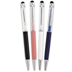 2-in-1 Crystallized Pen Stylus with 2 Refills NEW